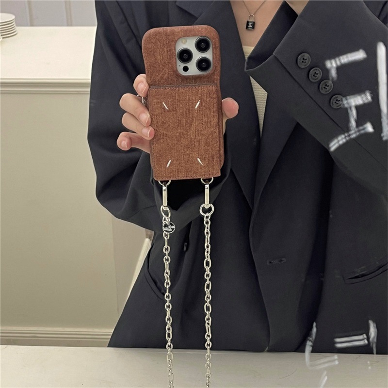 Hand-stitching card crossbody-dark brown