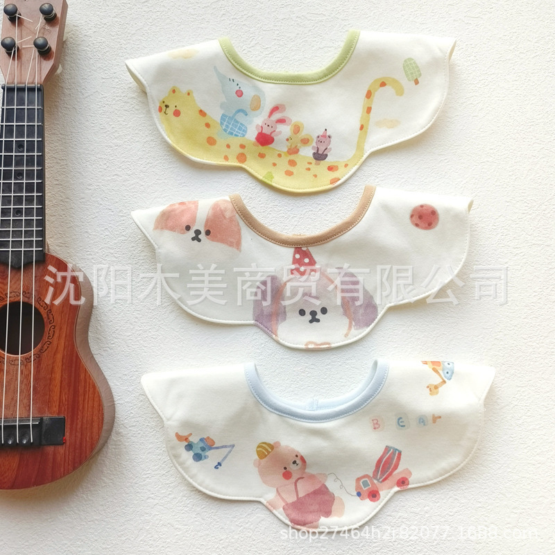 Ins Korean Style New Style Sipper Towel Baby Bib Newborn Waterproof Sipper Bib Baby Cotton Sipper 0-2 Years Old