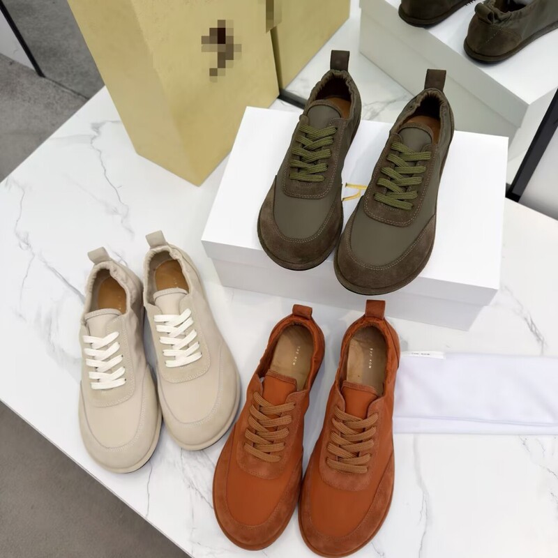 Unique New Round-Toe Lace-Up German Training Shoes for Women, Suede Splicing Flat Casual Sneakers, Trendy Versatile Running Shoes