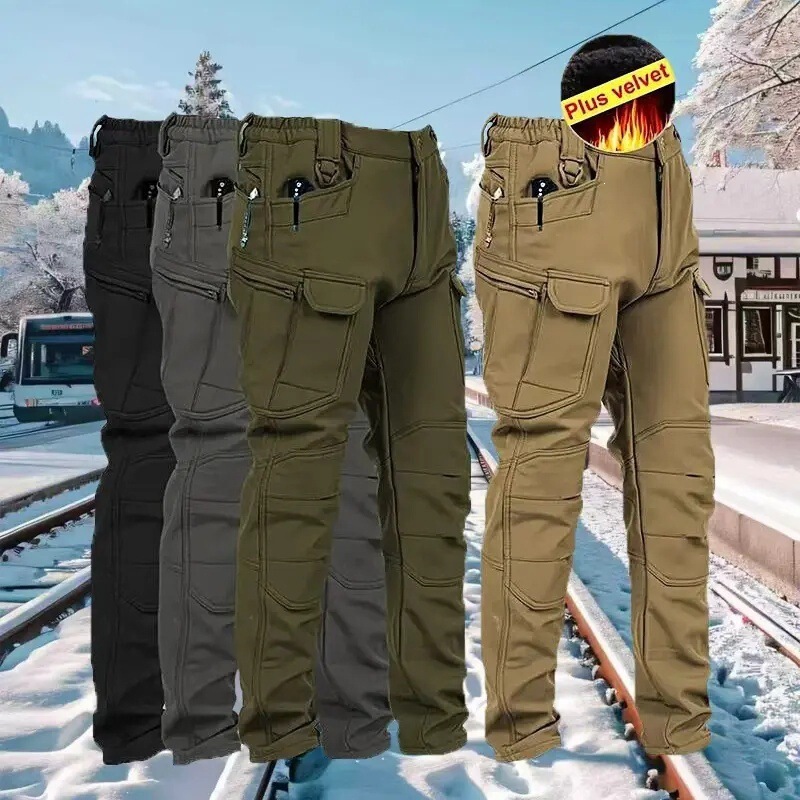In-Stock Cross-Border Outdoor Fleece-Lined Waterproof Men's Pants for Autumn and Winter, Warm Long Pants, Casual Work Pants, Thickened Hiking Pants In-Stock Cross-Border Outdoor Fleece-Lined Waterproof Men's Pants for Autumn and Winter, Warm Long Pants, Casual Work Pants, Thickened Hiking Pants