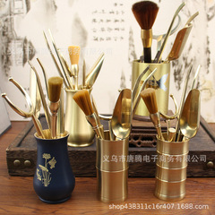 Brass Tea Ceremony Six Gentlemen Set Kung Fu Tea Set Pure Copper Accessories Supplies Clips Brushes Tea Table Desk Tea Brewing Tools
