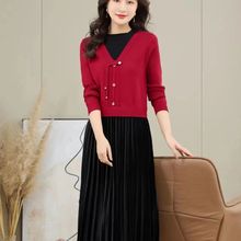 小香风针织连衣裙女春秋季新款内搭打底毛衣裙冬季气质裙