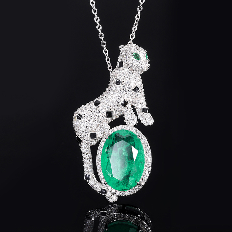 Zhuang Sheng joyería S925 plata Venta caliente simulación color tesoro leopardo temperamento lujo colgante joyería piedra principal 13*18