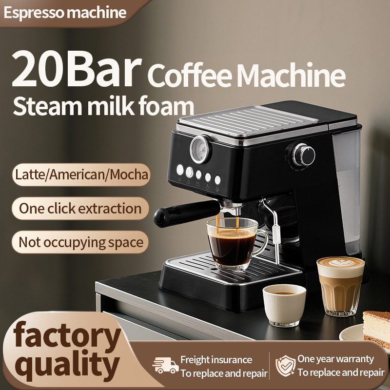 Máquina Espresso Máquina de café italiano Máquina de café semiautomática doméstica pequeña 20Bar Máquina de café de infusión de leche transfronteriza image 1