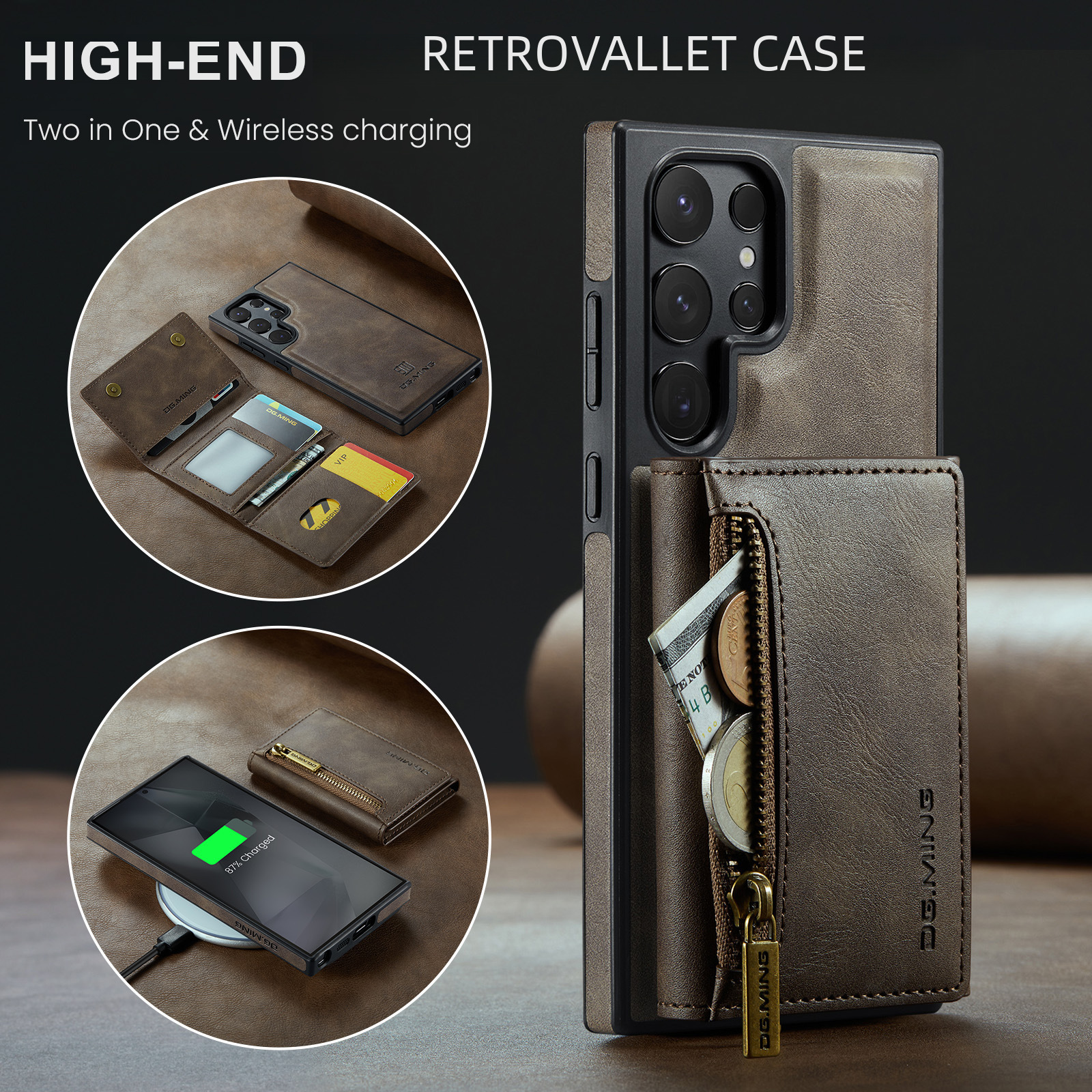 M5 für Samsung S24 Ultra magnetische geteilte Brieftasche Schutzhülle S24 Ultra Seitenaufkleber Telefonhülle Kartenhalter_voghion.com