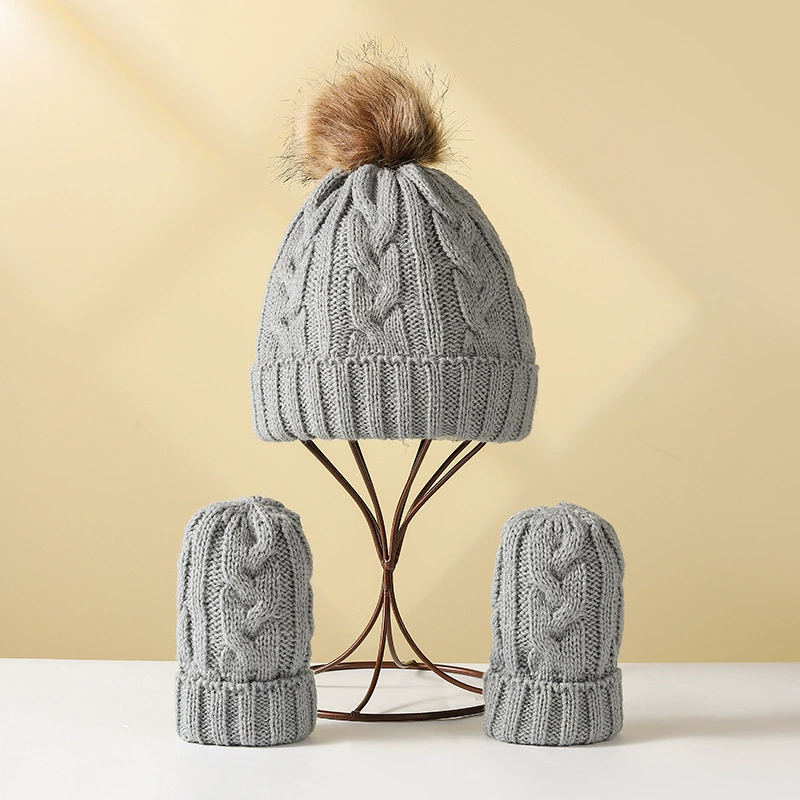 Европейская и американская осенне-зимняя новая холодостойкая детская вязаная шапка, костюм, детская шапка, производители меховых шариков Amazon в наличии