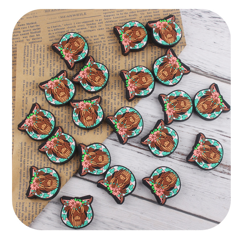 Productos creativos para bebés DIY dibujos animados cabeza de toro de silicona molar juguetes de pulsera de dientes de diente joyería accesorios