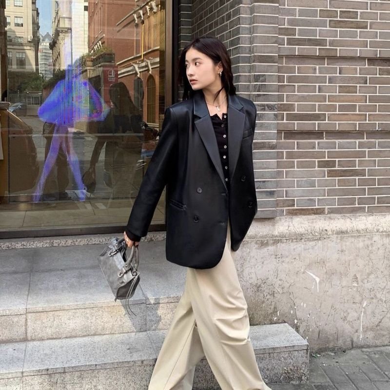 高级感西装皮衣外套女2025秋季新款宽松高档百搭气质皮上衣洋气|undefined