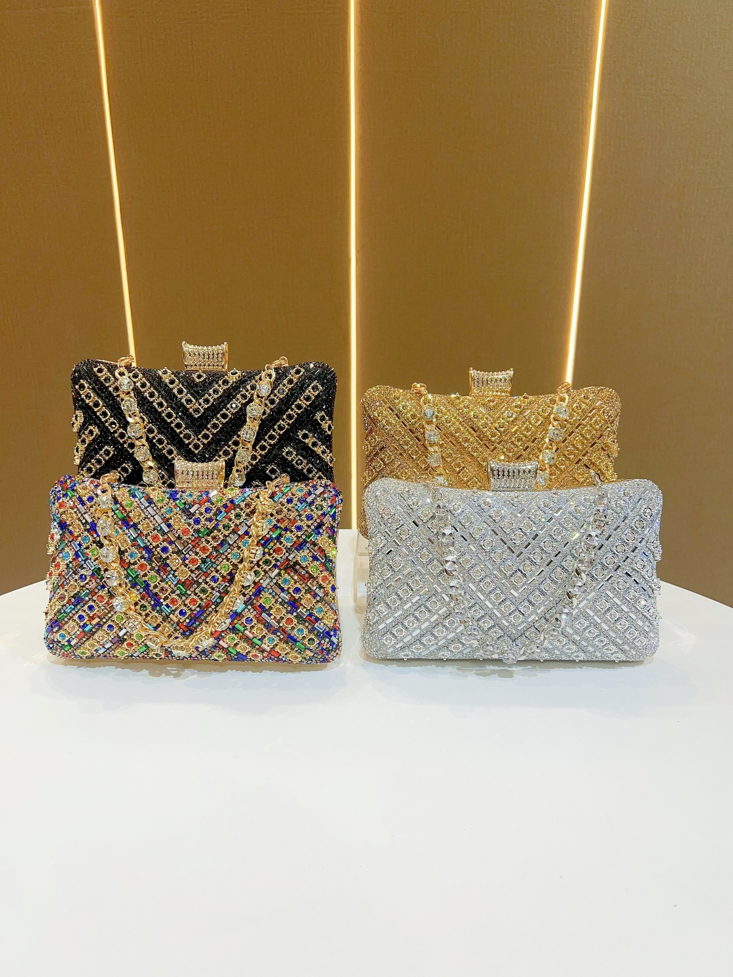 Bolso de mensajero de hombro para fiesta de mujer personalizado, bolso de almacenamiento, bolso de mano exquisito para banquete de bodas, bolso de cena de diamantes completos