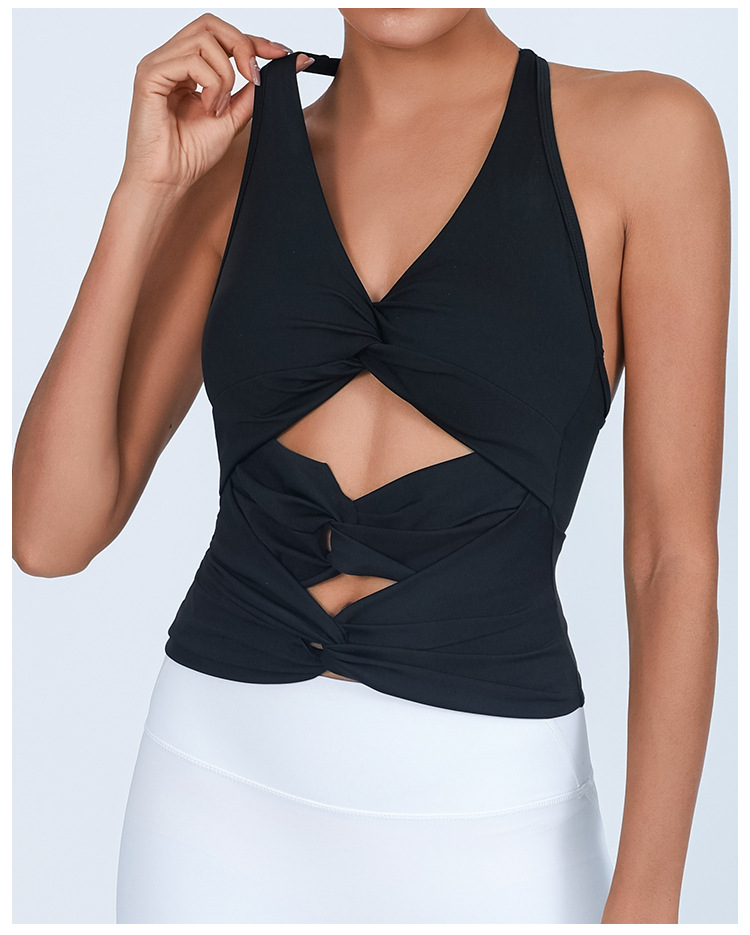 Chaleco de yoga de mujeres de comercio exterior transfronterizo ropa deportiva con cojín de pecho de alta velocidad elástica seco cruzado chaleco en I en stock