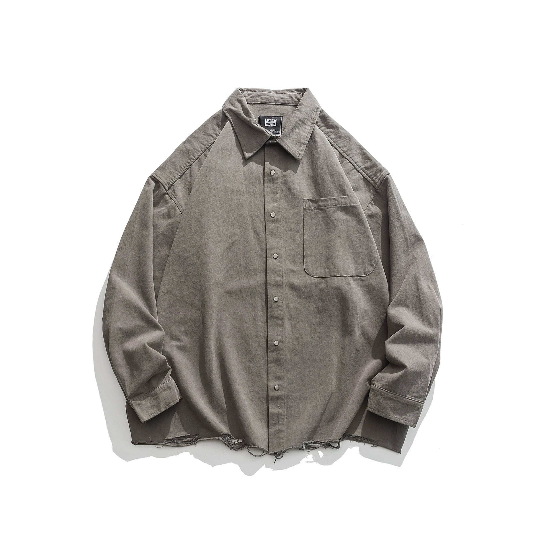 Японская ретро шерстяная рубашка, хлопковая с длинным рукавом, куртка-дизайн для мужчин и женщин