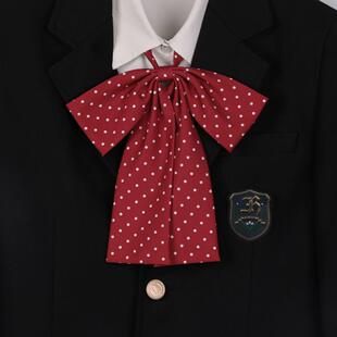 Long Handle Bow Tie with Polka Dots, Elegant College Style Floral Collar for Girls, Cute Jk Accessories, Student Uniform Tie, Youthful Trendy