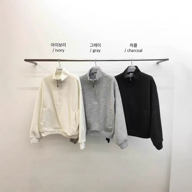 [Pre-Sale] Korean Dongdaemun Hemp2025 New Winter Fashion Versatile Half-Zip Sweatshirt