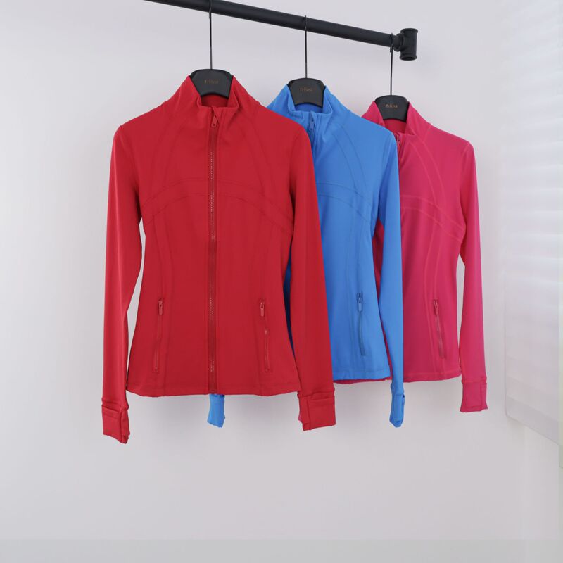 Lulu-Style Stand-Collar Jacket, Long-Sleeved Slim-Fit Yoga Coat, Slimming and High-Elastic Outdoor Running and Fitness Sports Top