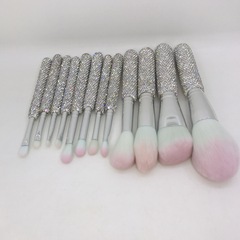 新しいダイヤモンドがちりばめられたメイクブラシ12本セット、超お買い得ダイヤモンドがちりばめられた軽くて高級なメイクツールセット、ルースパウダーブラッシュメイクブラシ