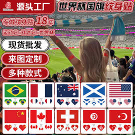 世界国旗脸部纹身贴世界杯奥会球赛心形防水脸贴半永久面部印花