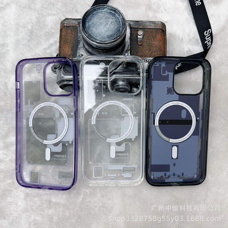 Apple Spigen Magnetic 16Pro Mobile Phone Case 14 Technology Circuit Diagram Wireless Charging Protective Cover 13 14 15Pro