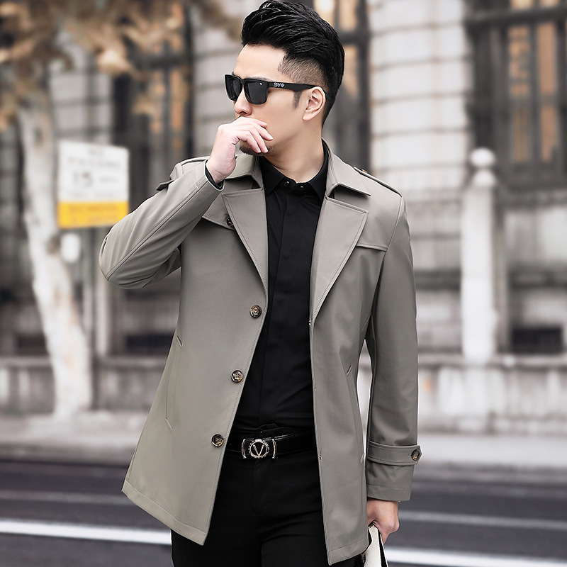 2022 new pattern Lapel Windbreaker Easy DP middle age Autumn Mid length version fashion Versatile coat men's wear jacket