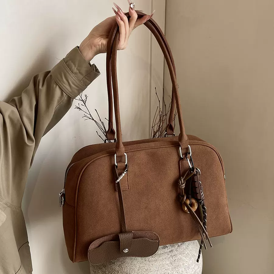 复古磨砂大容量包包女2025新款通勤潮百搭单肩手提包波士顿腋下包