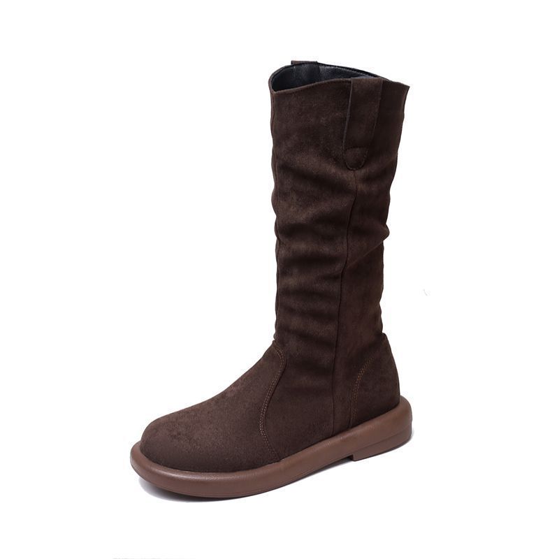 Retro Knee-High Boots for Women, New Autumn and Winter Style, Simple and Soft Leather Boots with Small Heels, Adult Tassel Boots for Men Retro Knee-High Boots for Women, New Autumn and Winter Style, Simple and Soft Leather Boots with Small Heels, Adult Tassel Boots for Men