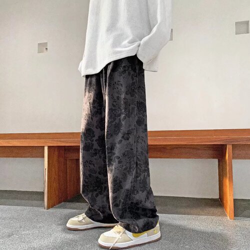 Japanese retro corduroy pants men's summer fashion brand loose straight wide-leg pants heavy vibe casual long pants