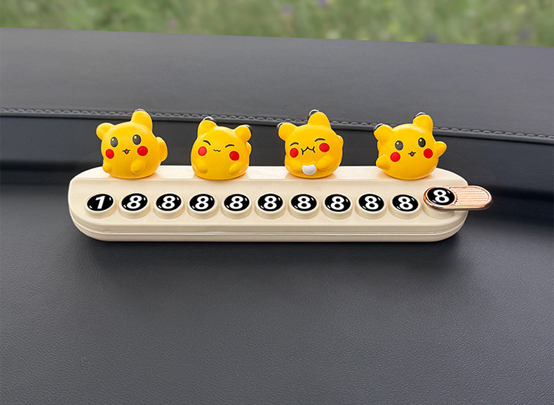 New Pikachu Temporary Parking Number Plate, High-Looking Moving License Plate, Cute Cartoon Car Moving Phone Plate