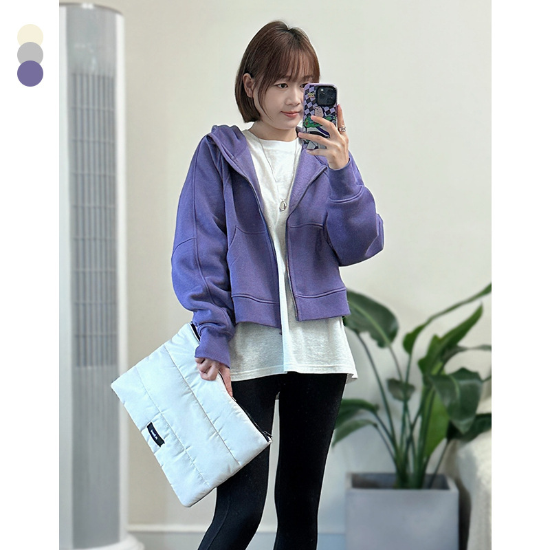 Plus Casual Loose-Fitting Hooded Sweatshirt for Women, Thickened Fleece, Loose Casual Short Jacket Top