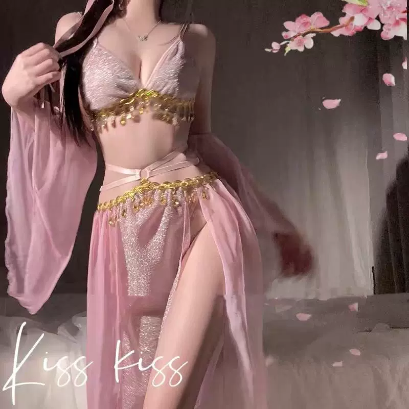 异域公主新款情趣内衣性感绑带古风复古肚兜女汉服蕾丝连衣裙套装