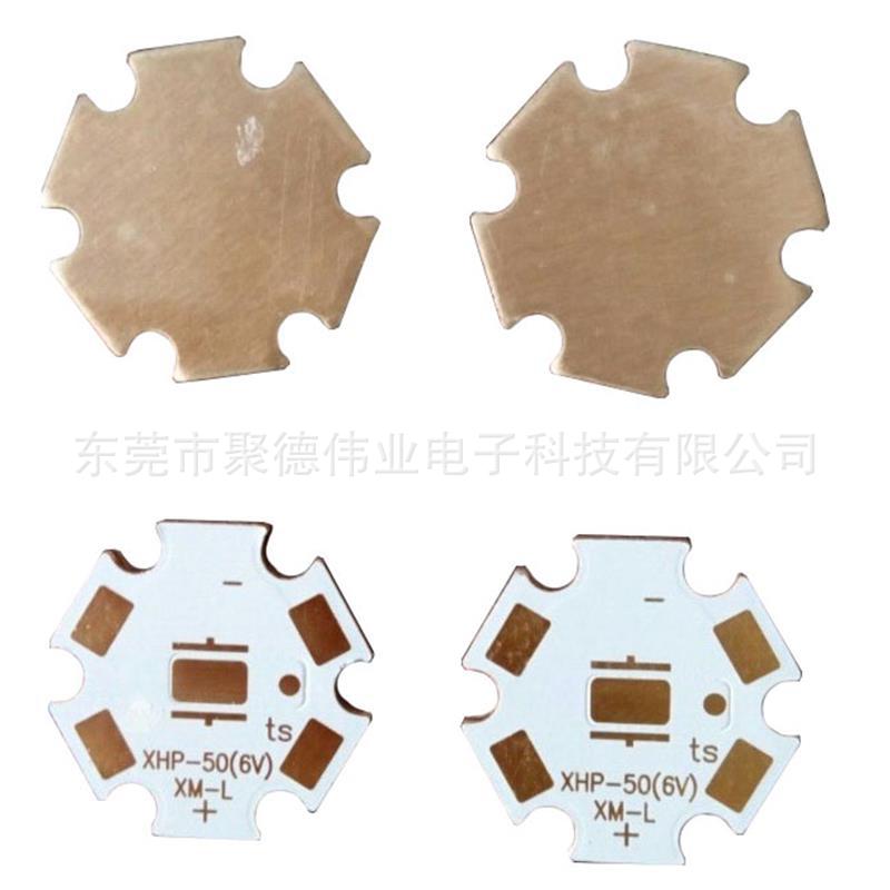 xhp50和XML热电分离铜基板，高导热全紫铜焊盘镀金20mm*1.6mm基板