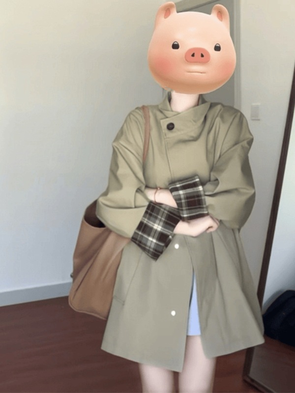 【杭州发货】早春卡其色风衣外套女2025春秋新款中长款小个子大衣|undefined