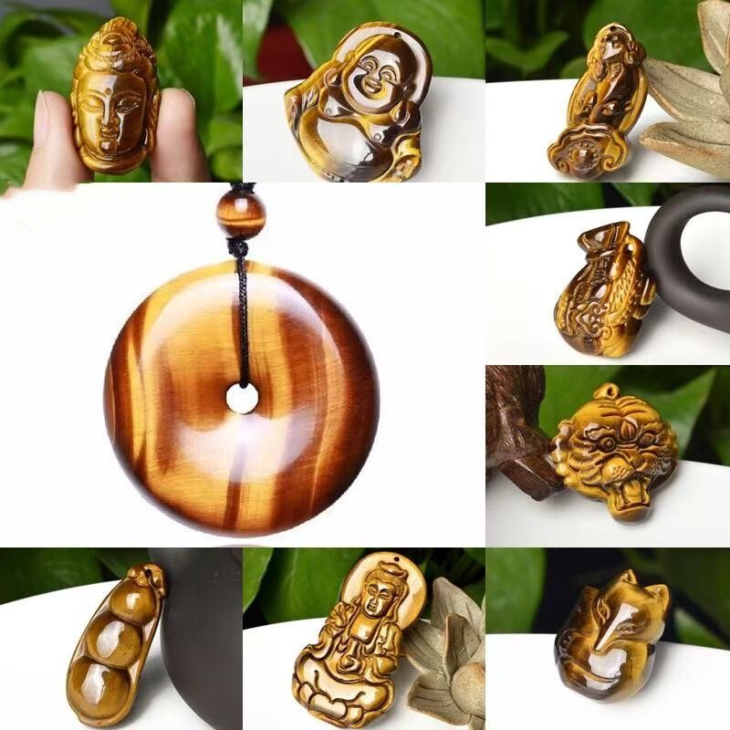 Manufacturer's Live Supply of Tiger Eye Stone Pendants for Men and Women, Fashionable Tiger Eye Stone Dragon Brand Guanyin Necklace, Jade Pendant Ring Manufacturer's Live Supply of Tiger Eye Stone Pendants for Men and Women, Fashionable Tiger Eye Stone Dragon Brand Guanyin Necklace, Jade Pendant Ring