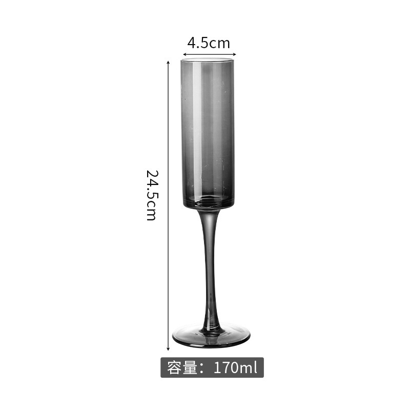Tazas de vidrio de cristal chapeadas negras de alto pie tazas de vino gris de humo tazas de vino europeas tazas de champán de banquete occidental