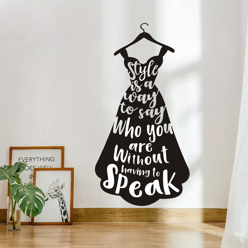 Creative Fashion Hanger Letter English Wall Sticker Dressing Room Bedroom Background Wall Decoration Self-adhesive Sticker