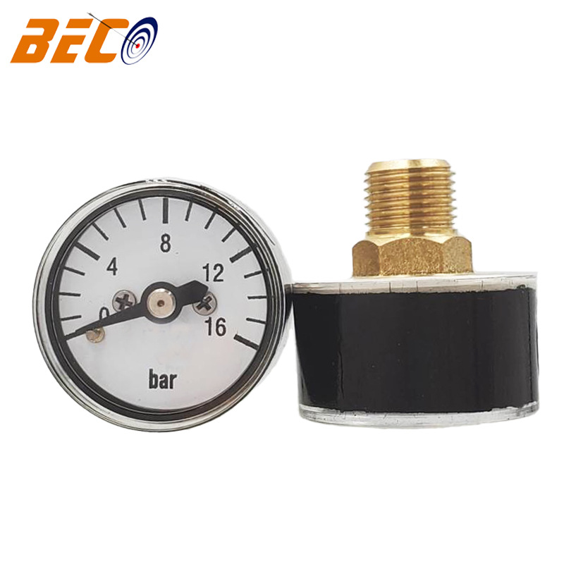 厂家直销 25mm塑壳压力表单刻度16bar轴向安装微型压力表