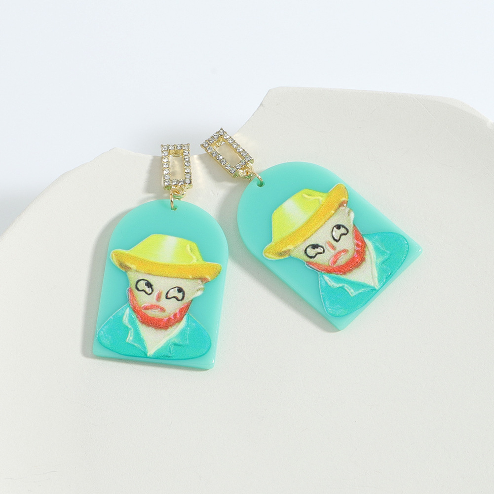 New Creative Cartoon Graffiti Abstract Clown Earrings Wholesale Nihaojewelry display picture 6