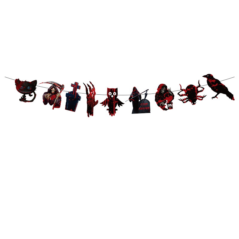 Nuevo Halloween transfronterizo, bandera, calabaza, bruja, fiesta KTV, decoración de papel, decoración del festival de fantasmas, accesorios