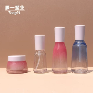 定制化妆品套装50g100g120g厚壁瓶50ml罐子水乳膏霜透明pet塑料瓶
