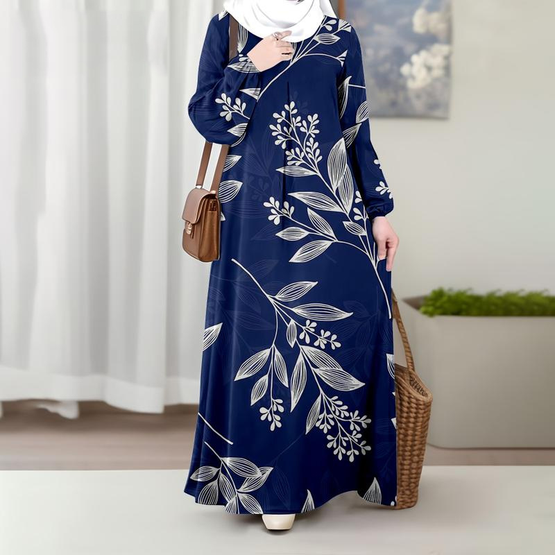 Spring Autumn Floral Print Muslim Dress 2026 AliExpress Amazon Cross Border Trade New Design for Europe And America_ecoleips.com