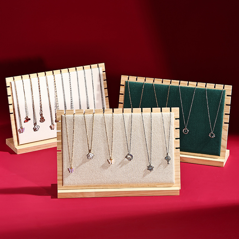 跨境实木首饰展示架大容量皮革首饰收纳架夜市摆摊直播展示道具