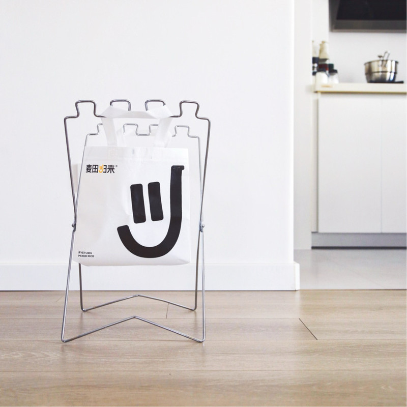 High-Looking Household Folding Garbage Rack Stainless Steel Kitchen Trash Can Outdoor Camping Portable Garbage Bag