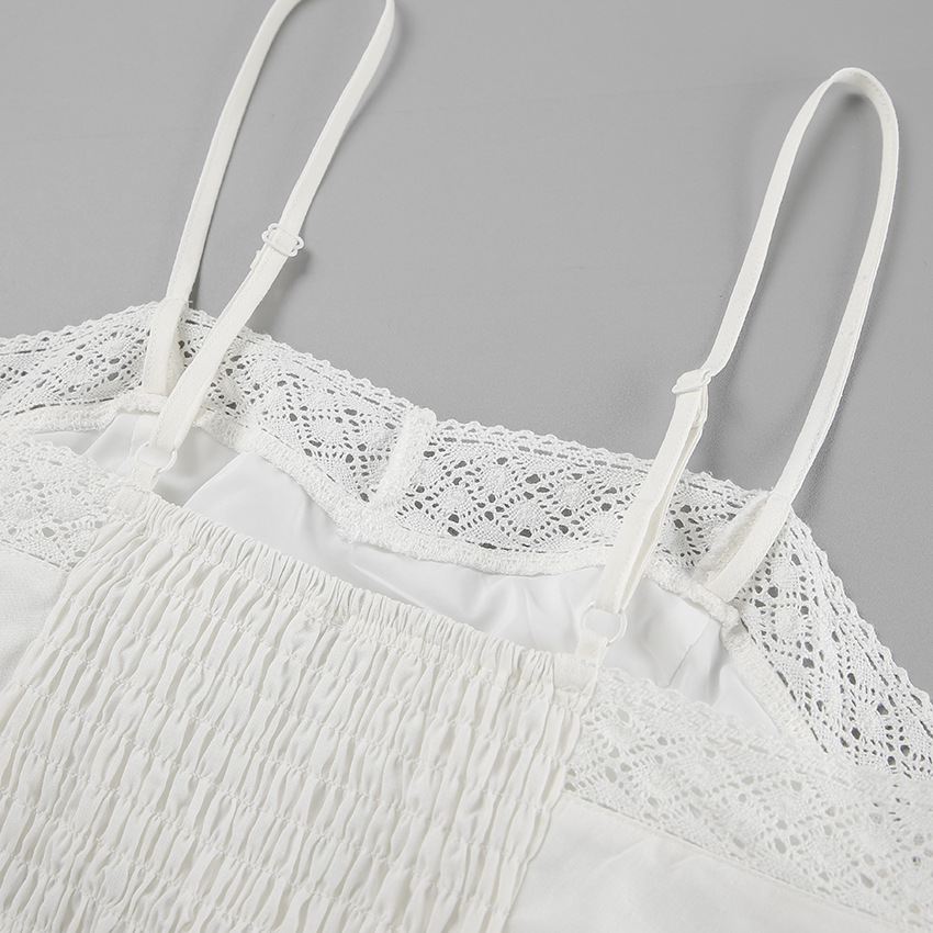 Spring Summer Sexy Design White Cotton Linen Sleeveless Square Collar Short Top Mid Waist Split Skirt Two Piece Sets