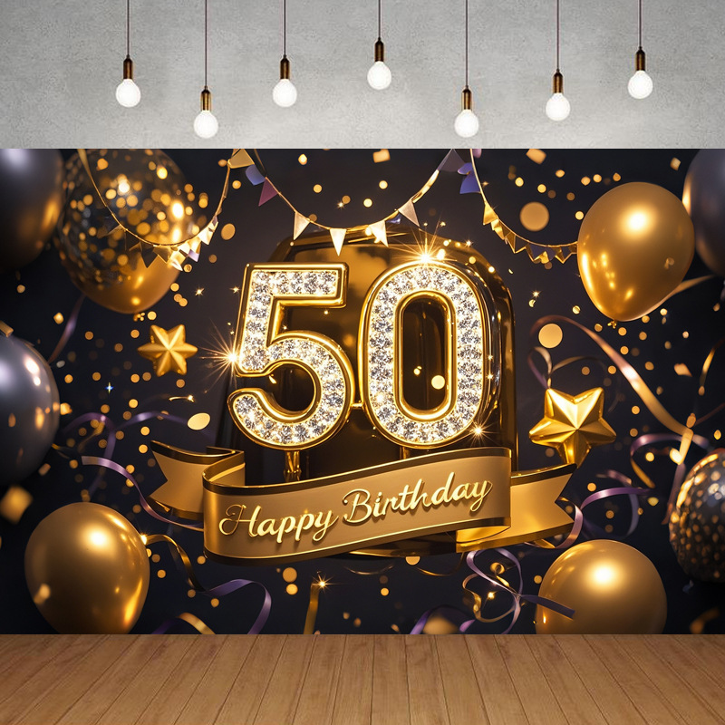 Nueva tela de fondo de feliz cumpleaños transfronteriza, carnaval de fiesta, serie principal de decoración de escenas, banner de cumpleaños