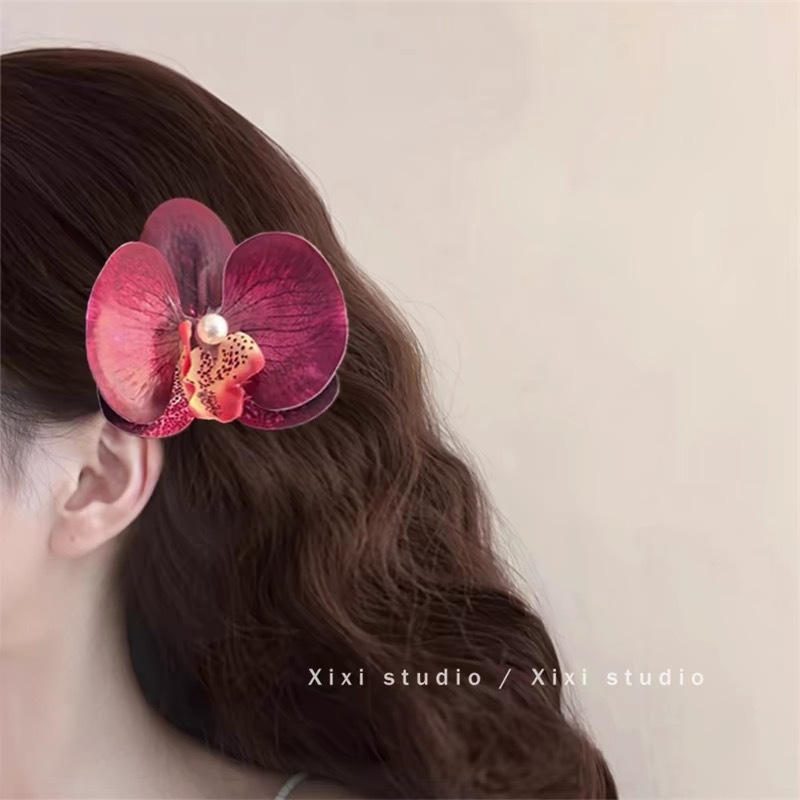純欲風ピンク胡蝶蘭ヘアピン側辺森系仙美頭花シミュレーション花ヘアピン髪飾り|undefined