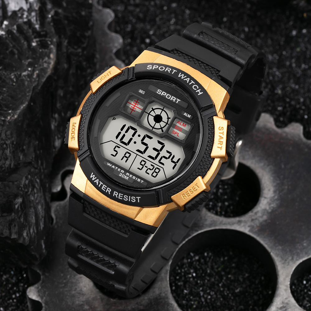 Tendencia de moda juvenil reloj electrónico multifuncional alarma de alarma de luz nocturna al aire libre reloj electrónico deportivo al por mayor