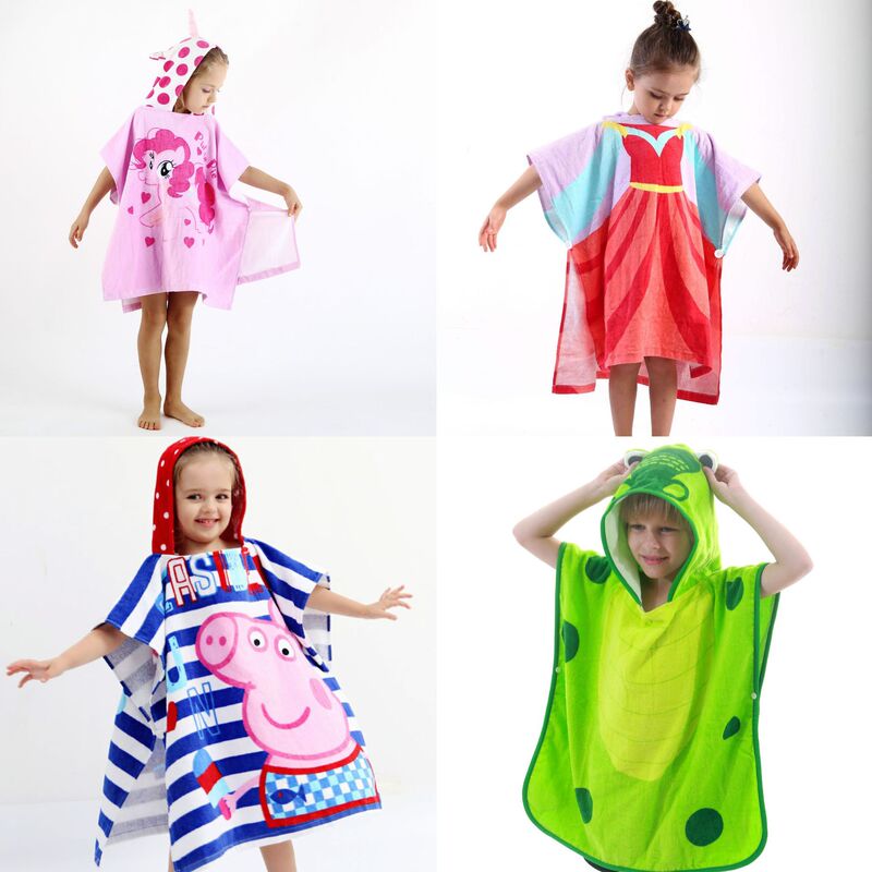 Promotional Cross-Border Aliexpress Cartoon Animal Pony Piglet Beach Towel Pure Cotton 3D Stereo Kidsren's Bath Towel Cloak