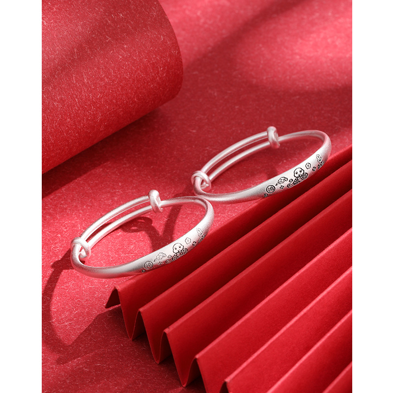 999 años de la serpiente de plata esterlina brazalete de plata bebé felicidad feliz niños brazalete de plata luna llena regalo de aniversario