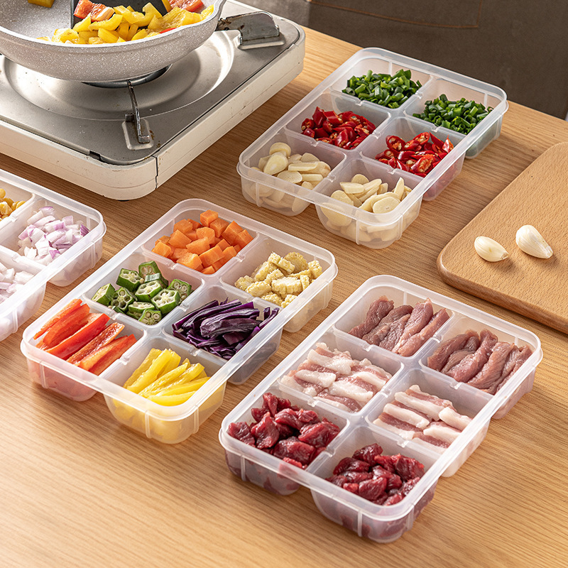 食品グレードの鮮度保持収納ボックス、蓋付き野菜冷凍庫、肉冷蔵庫、食品コンパートメント鮮度保持ボックス、4コンパートメント、6コンパートメントボックス|undefined