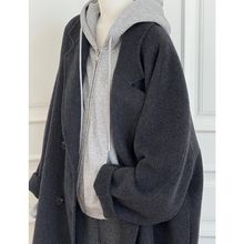 黑色双面羊绒呢子大衣女秋冬季新款毛呢外套羊毛感小个子