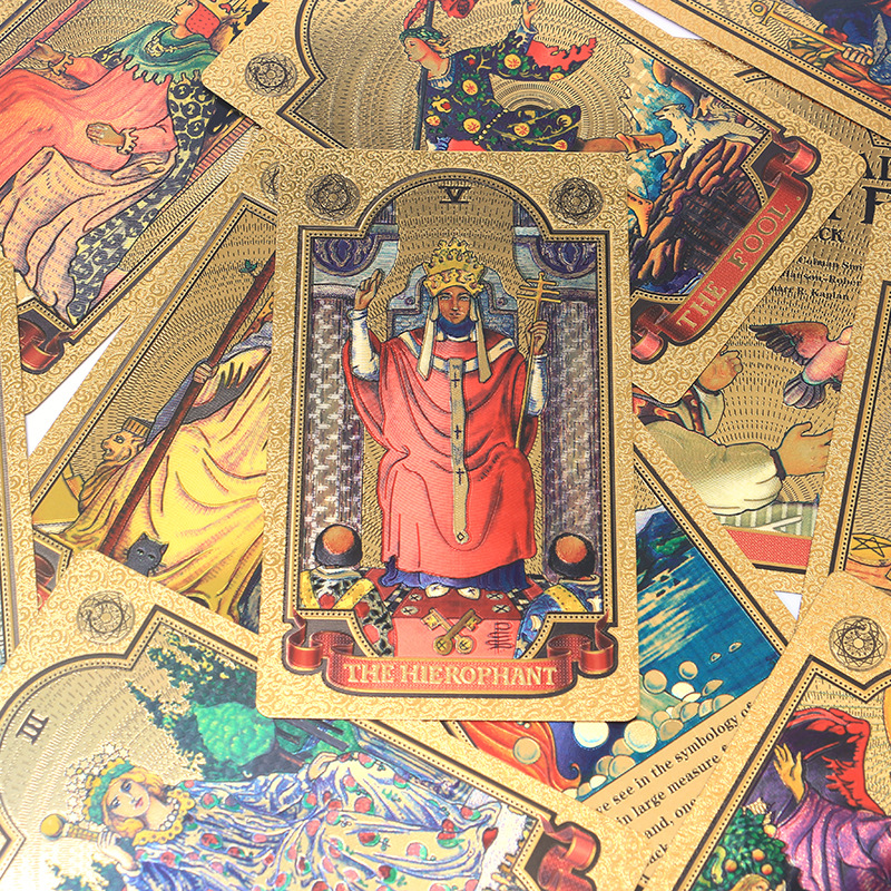 Gold Foil Waite Tarot Oracle Cards Premium Divination Deck_voghion.com