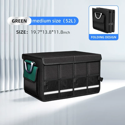 car rear storage box, Car storage bag/box - medium-503530-capacity-52l-pine-green